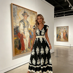 Candela | Baroque Style Maxi Dress with V-Neck