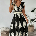 Candela | Baroque Style Maxi Dress with V-Neck