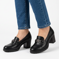 Veronica | Rhinestone Block-Heel Loafer - Black