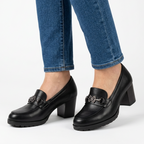 Veronica | Rhinestone Block-Heel Loafer - Black