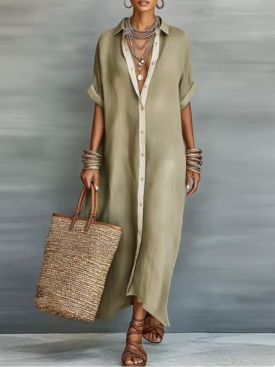 Manelle | Elegant Maxi Dress in Olive Green